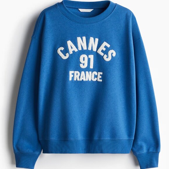 H&M Tops - H&M Cannes 91 Sweatshirt in Blue, Size M NWT